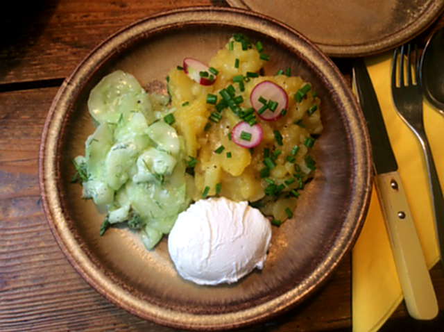 23.4.16 - Kartoffelsalat,pochiertes Ei,Gurkensalat (9)